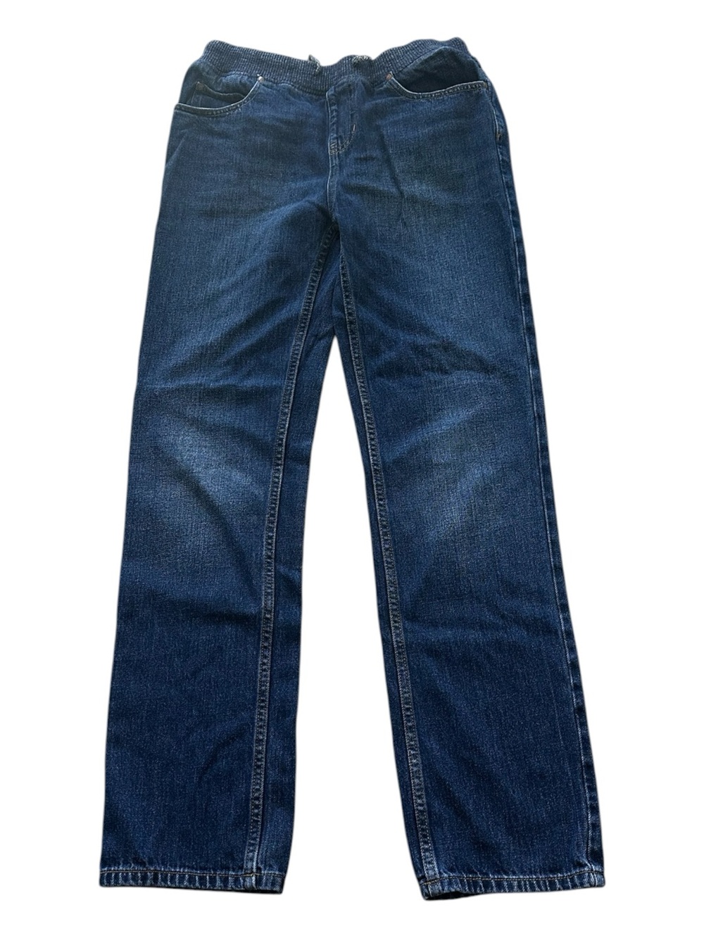 Lands' End Kids Dark Blue Pull On Straight-Leg Jeans w/ Elastic waist